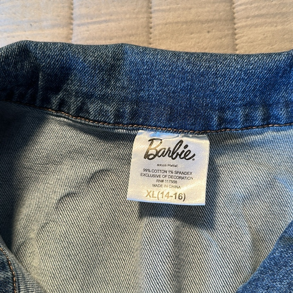Barbie Denim Vest with Pink Logo - Picture 3 of 7